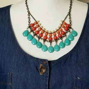 🍓 Necklace Orange Green Beads Adjustable